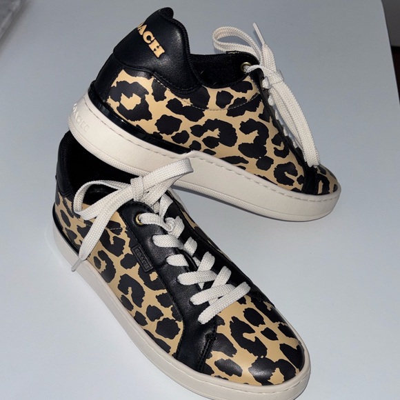 Coach Shoes - Coach Black and Tan Leopard Sneakers